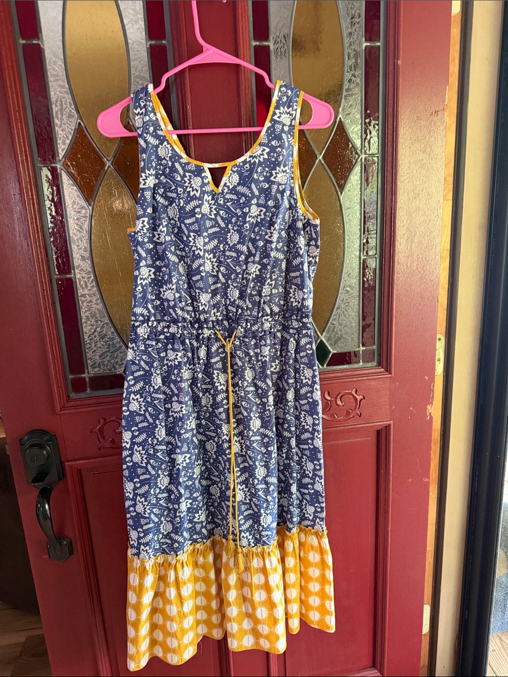Matilda Jane Women’s Navy & Mustard Patterned Tiered Sundress
